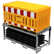 SET | with 20 panel fence | and 21 base plates | on storage and transport traverse | without lamp adapter | with red/white foil, type RA1/A | type of barrier NOX yellow